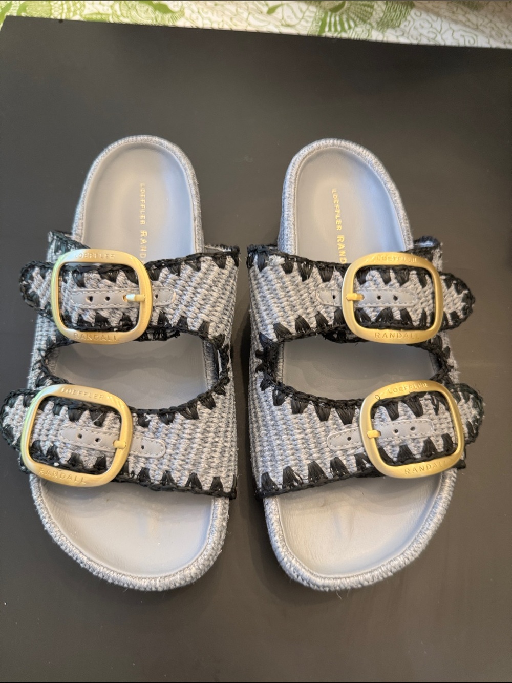 Loeffler Randall Womens BlueWoven Double-Buckle Sandals SOLD OUT